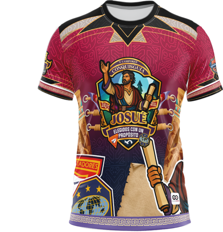 CAMISETA V CAMPOREE DE CONQUISGUÍA JOSUÉ ELEGIDOS CON UN PROPÓSITO 2025 - Vista frontal